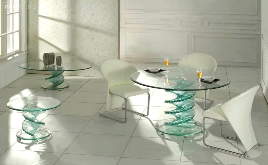 Glass furniture in the interior