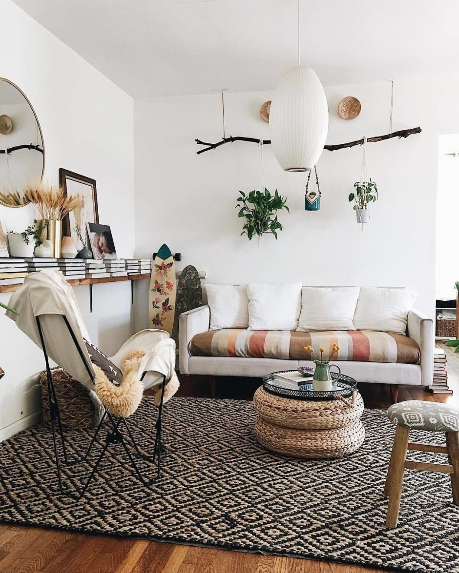 Boho style in the interior of a mudboard