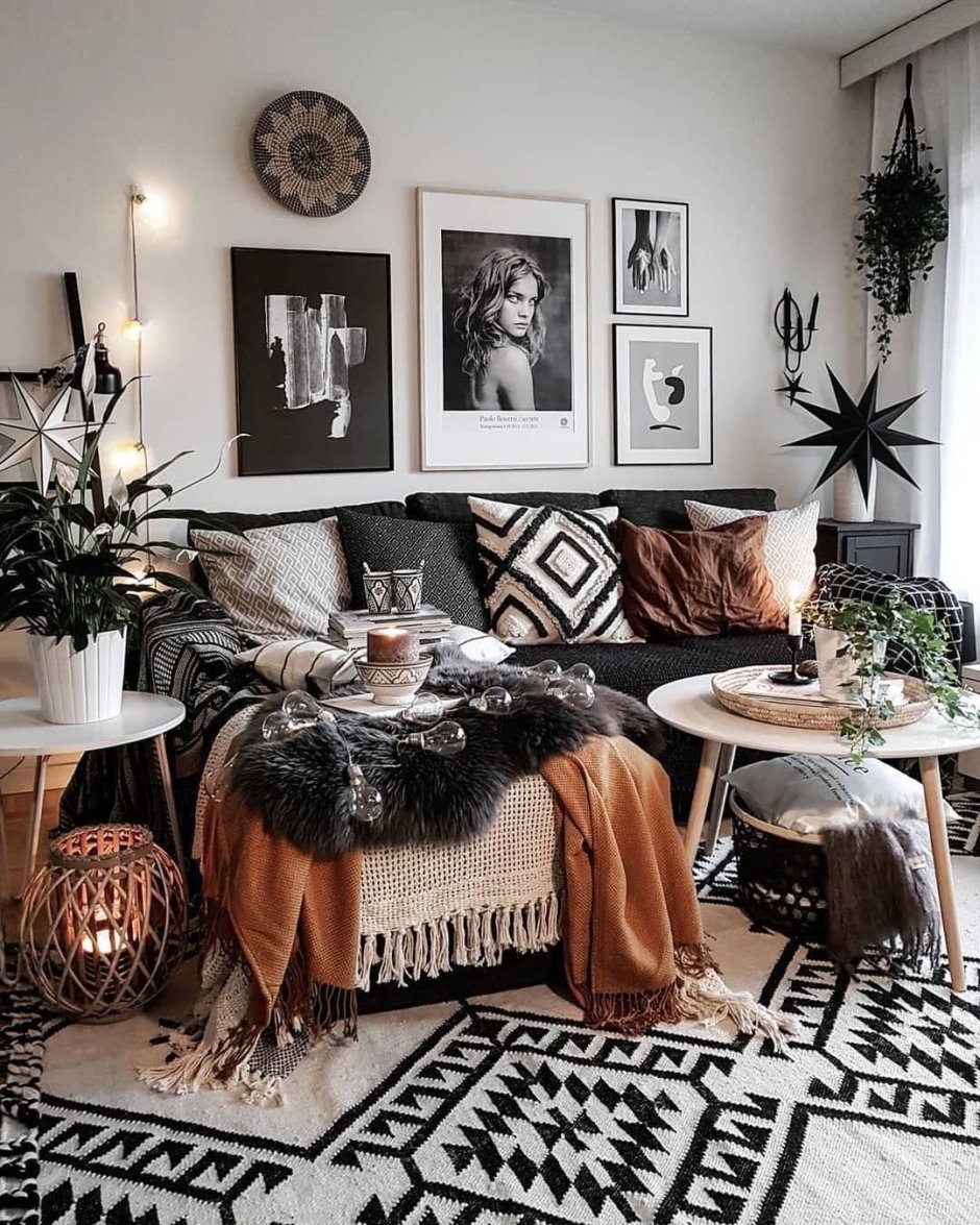 Living room in the style of Boho Scandil