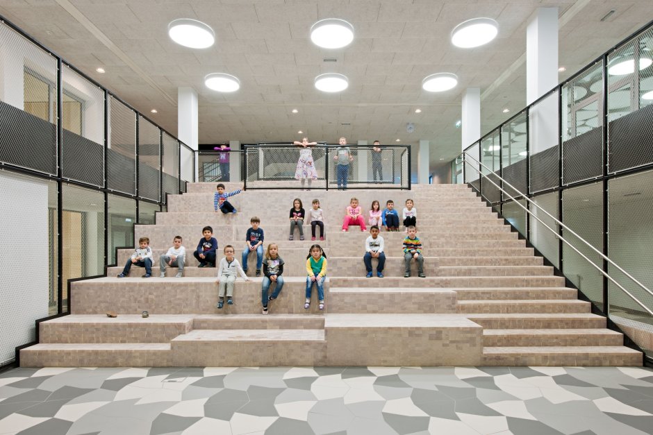Staircase in the lobby of school