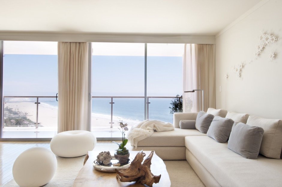 Light living room with panoramic windows