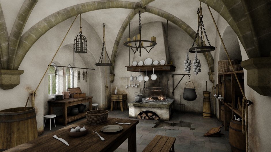 Medieval castle style kitchen