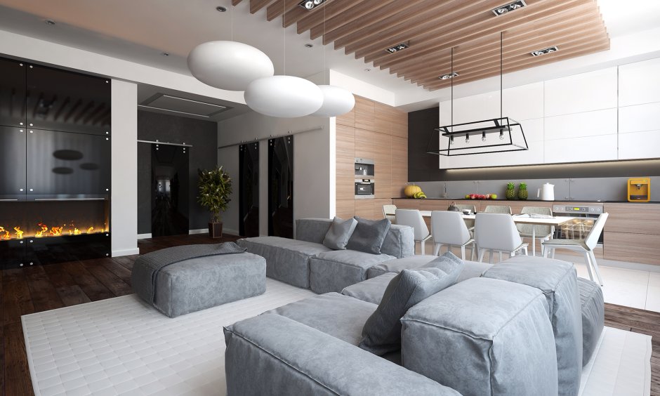 Interiors of houses in a modern style