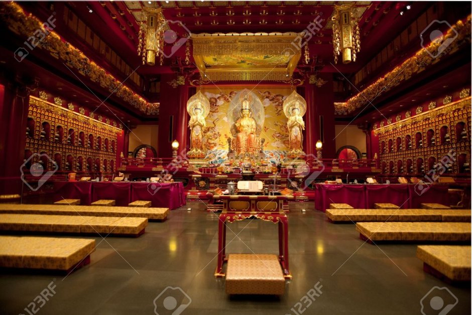 Interiors of Buddhist temples