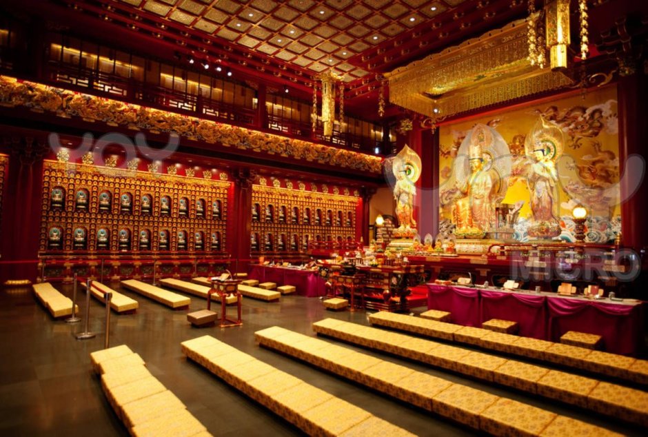Inside the main hall of the Buddhist Temple