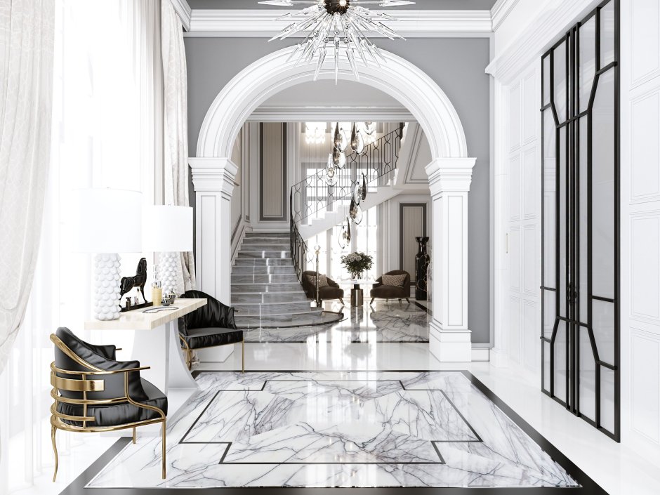 Living room with marble floor