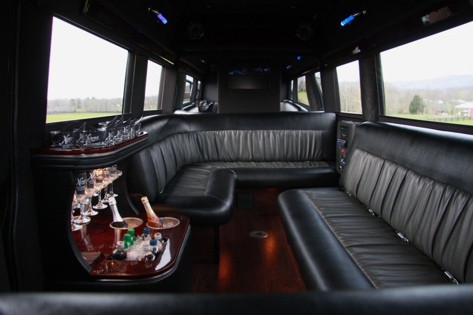 The interior of the limousine