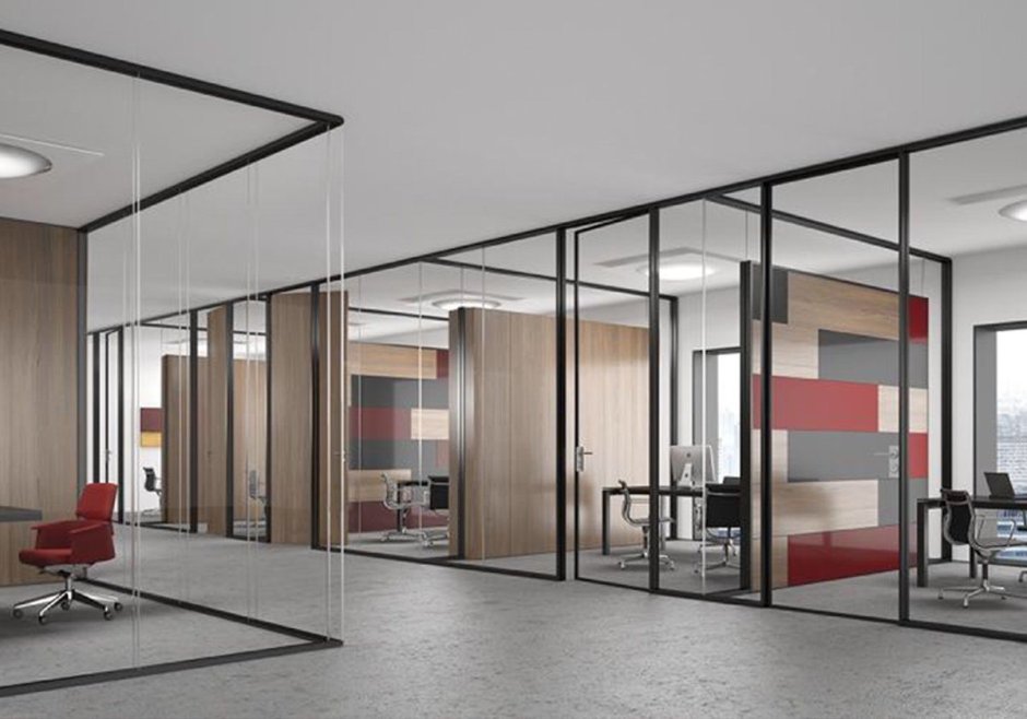 Glass partitions in the apartment