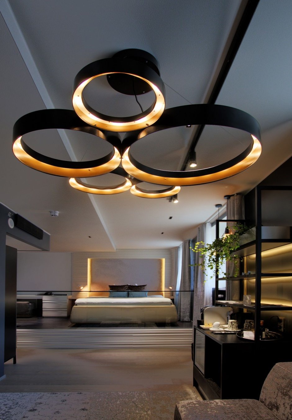 Modern ceiling lamps in the interior