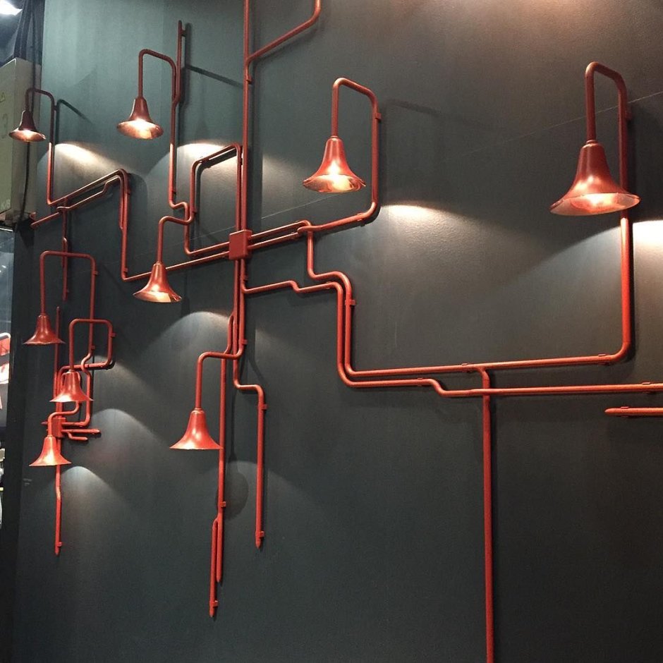Pipe lamp on the wall