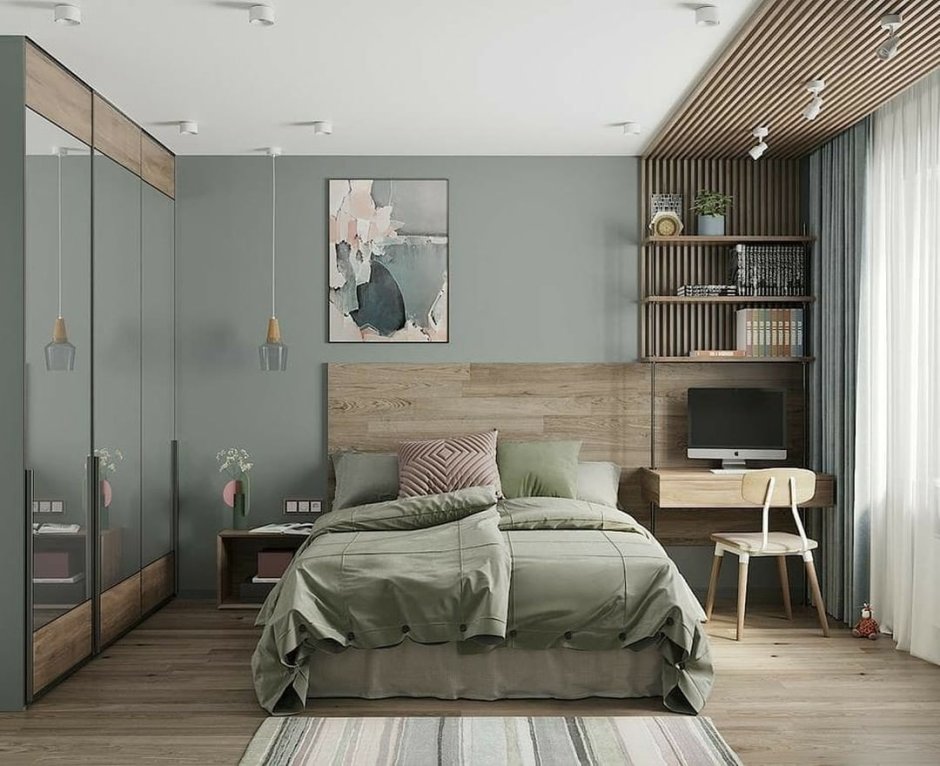 Small bedroom in the style of contemporary