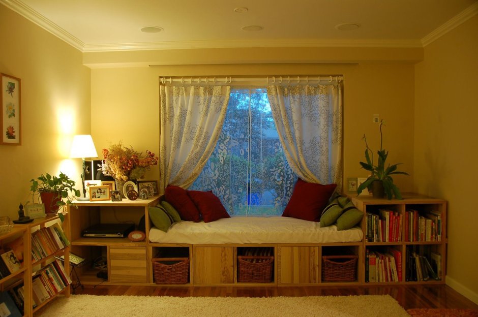 Curtains in the bay window
