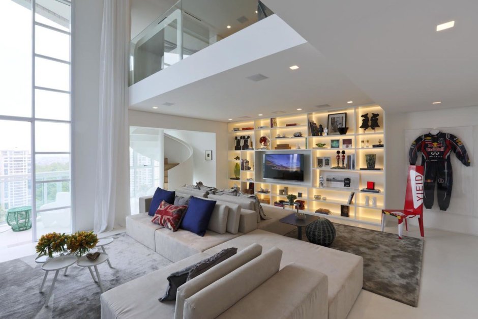 Two-story apartments in high-tech style