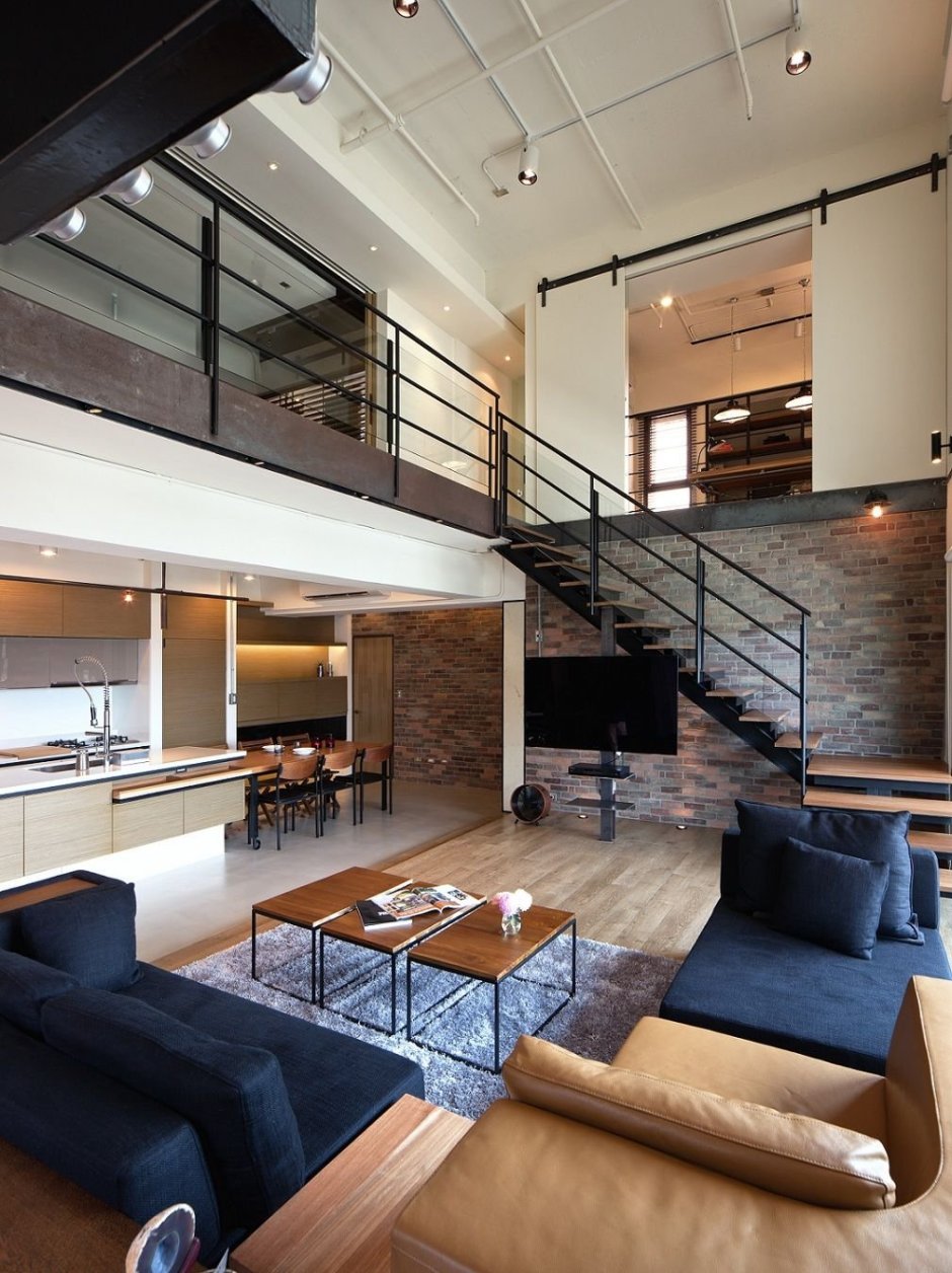 The apartment is two -level loft