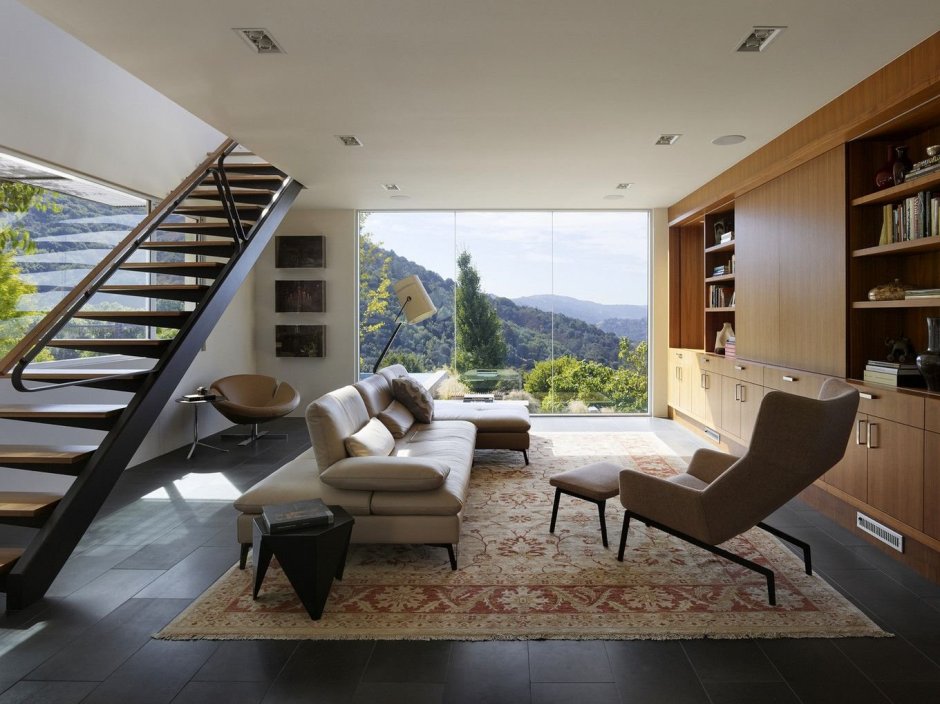 Living room in a two -story house