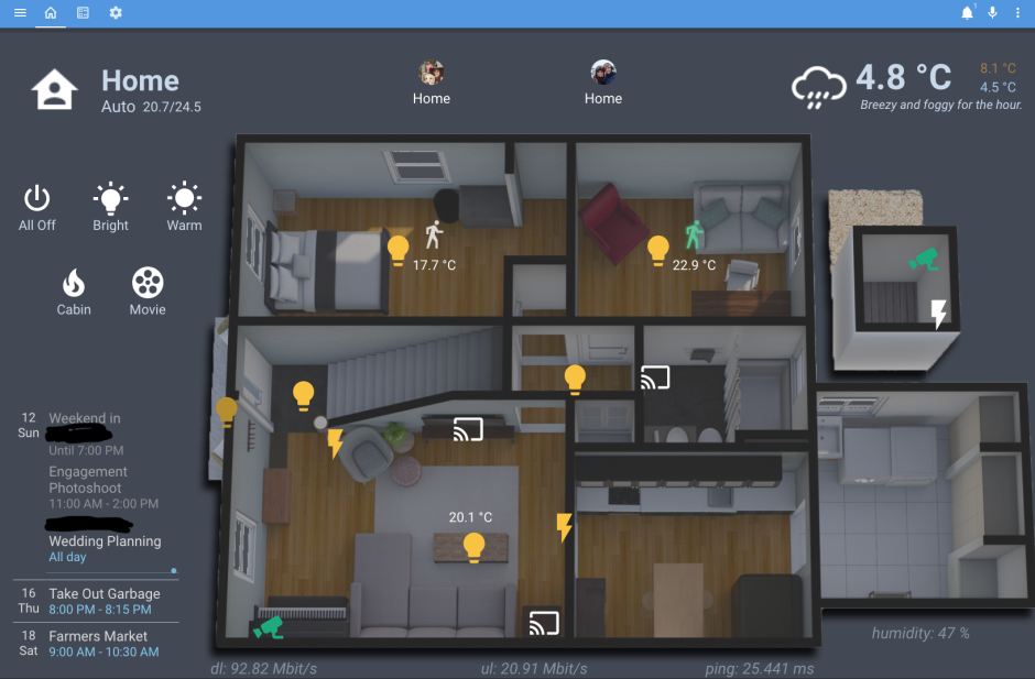 Management of a smart home