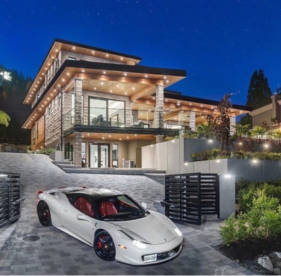 Luxurious mansion with a car