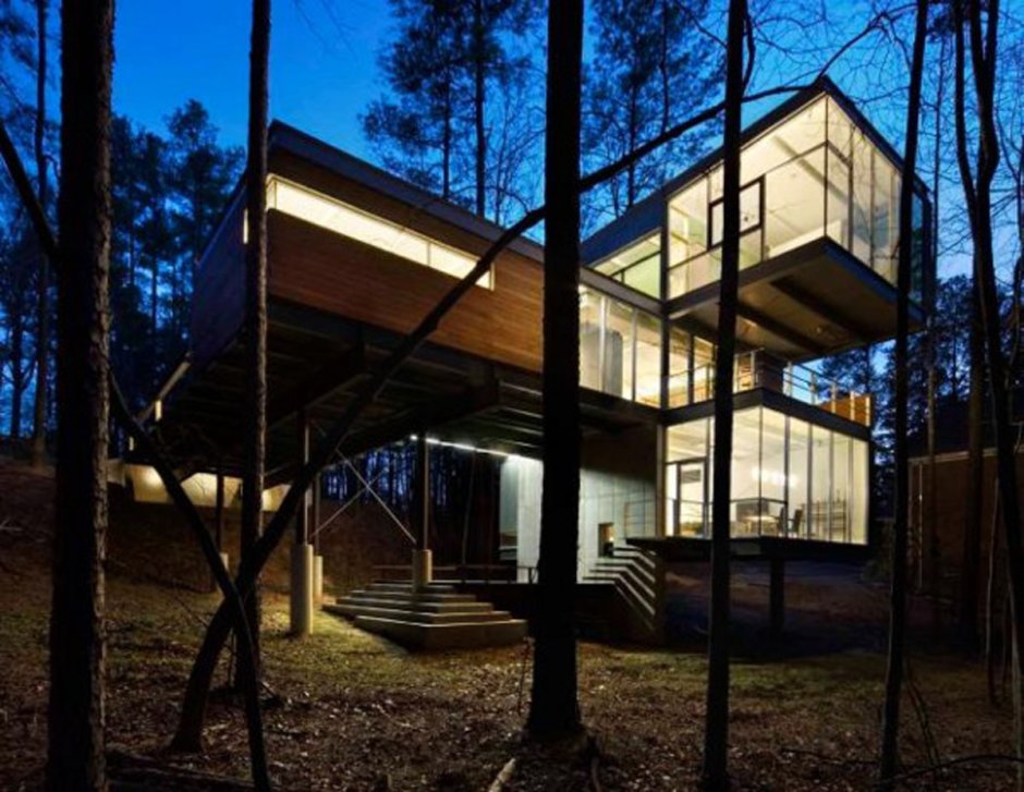 Modern house in the forest