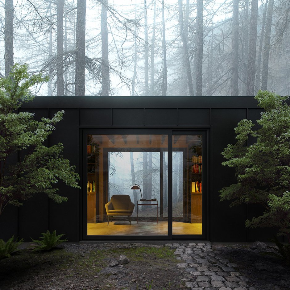 Scandinavian house in the forest