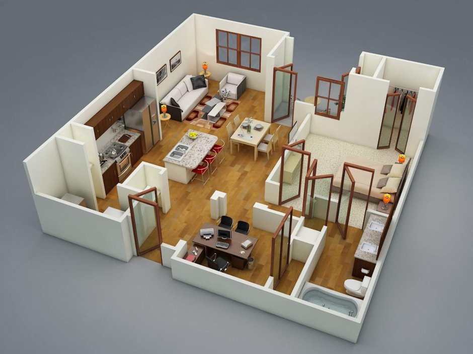 The layout of the interior of the apartment