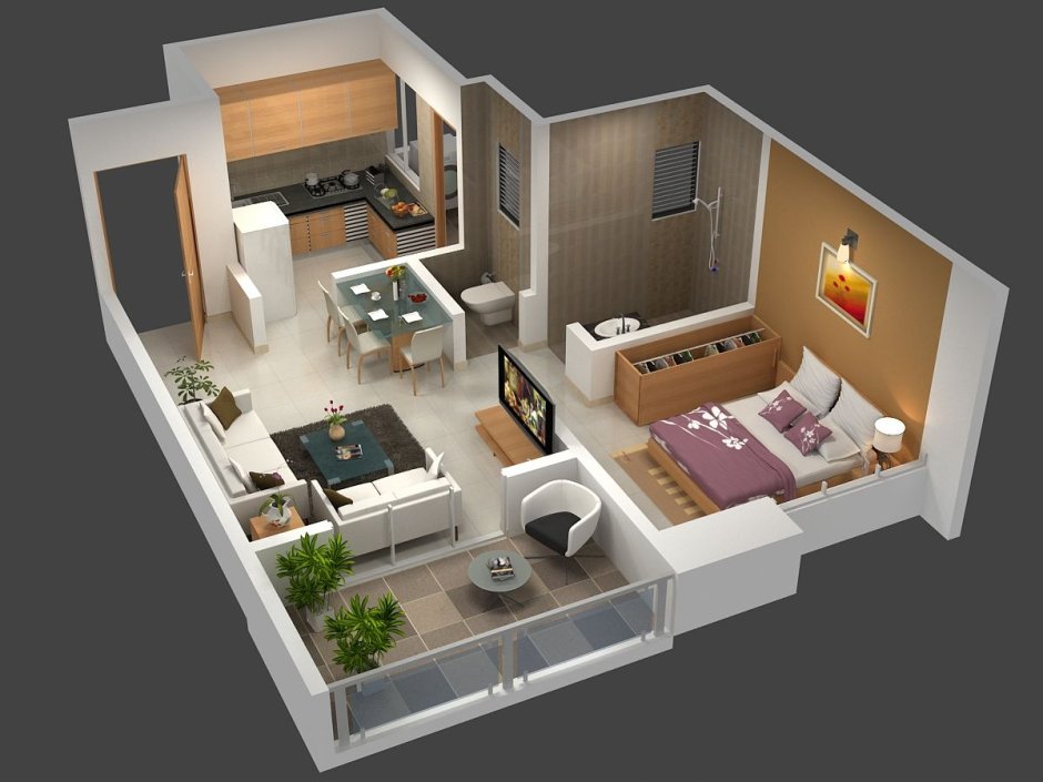 Apartment Studio in Sims 4 layout