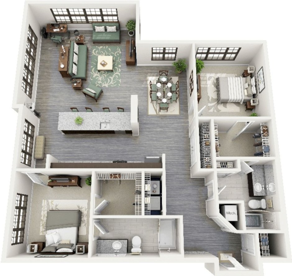 Layout of a large apartment