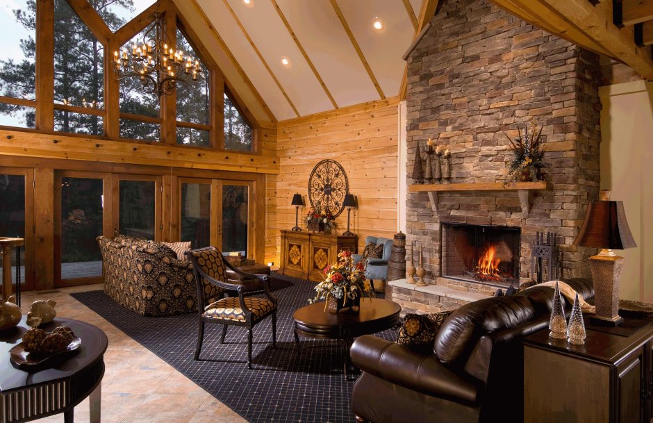 Beautiful living room with fireplace