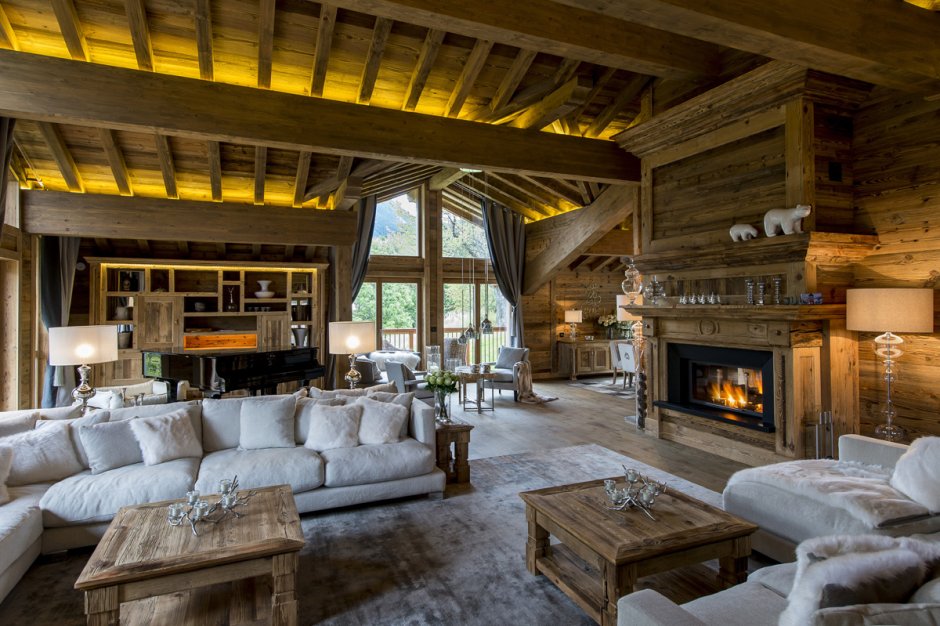 Cozy interior with fireplace