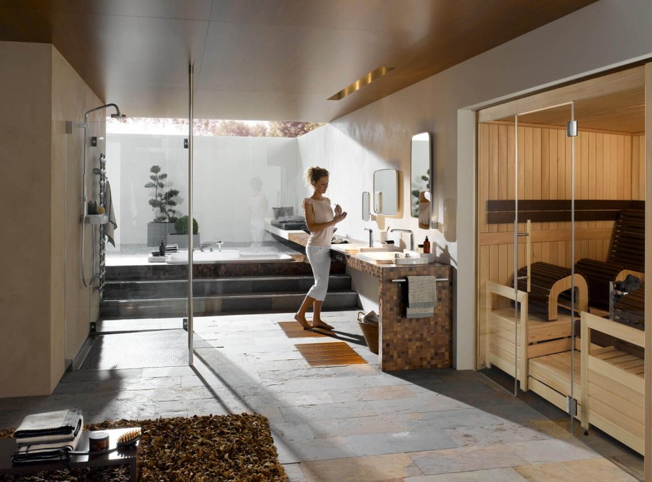 Glass partition in the sauna