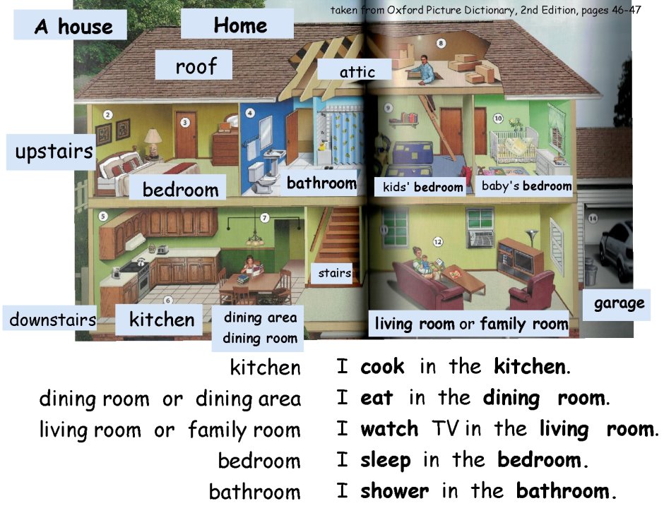 Rooms in the house in English