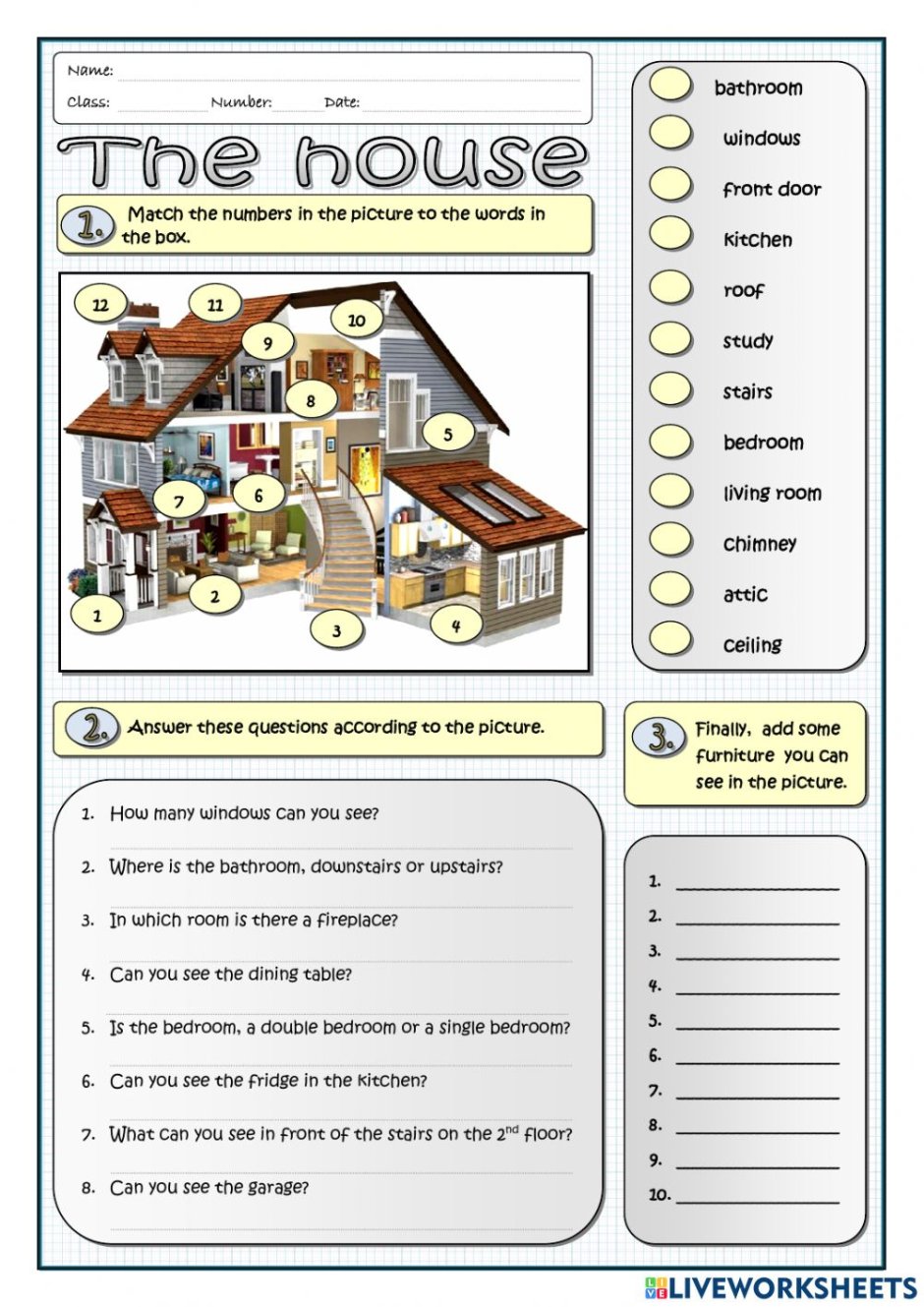 Tasks on Parts of the House