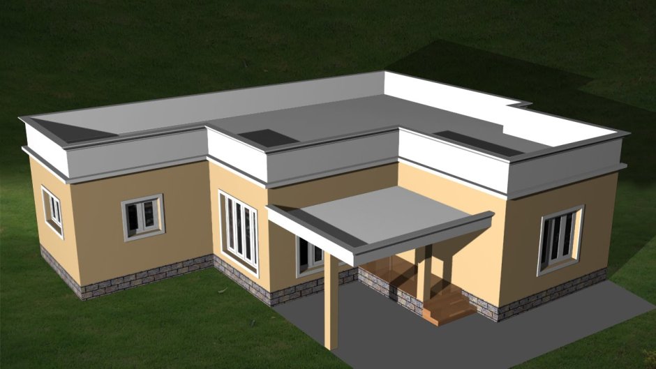 One -story house with a flat roof project Flat House