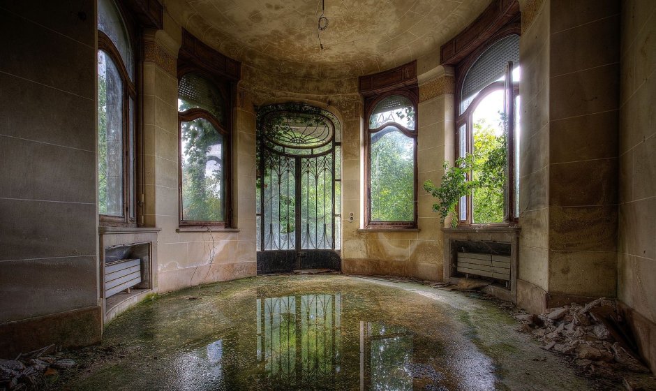 The interior of an abandoned castle
