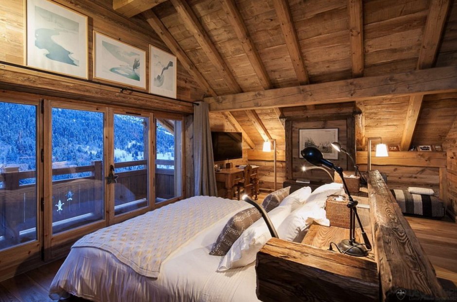 Alpine chalet interior bedroom