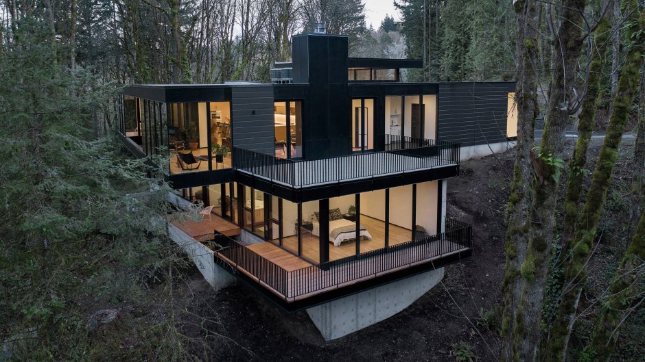 Designer house in the forest