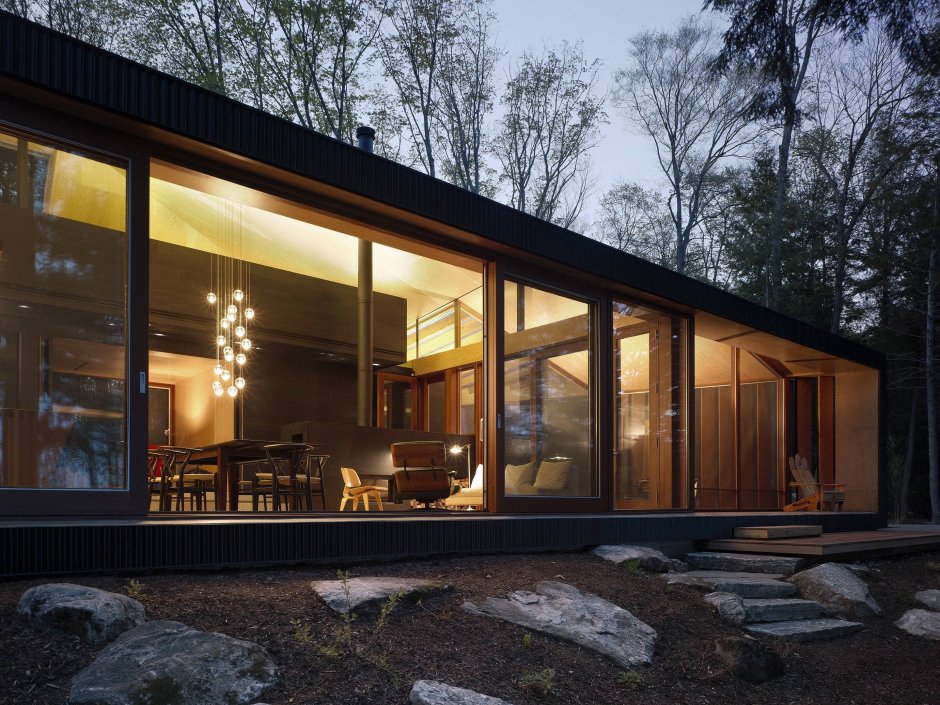A house with a glass wall