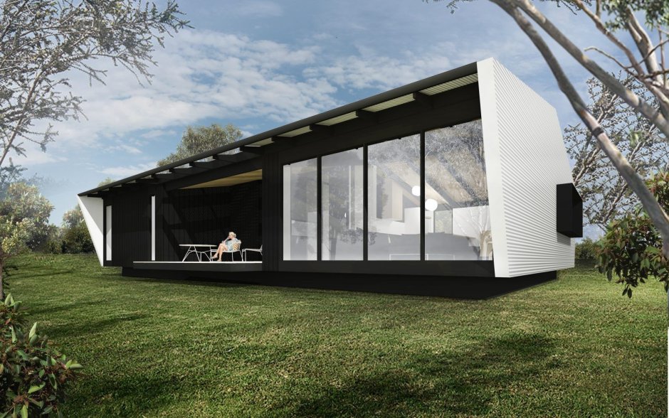 The modular house is white