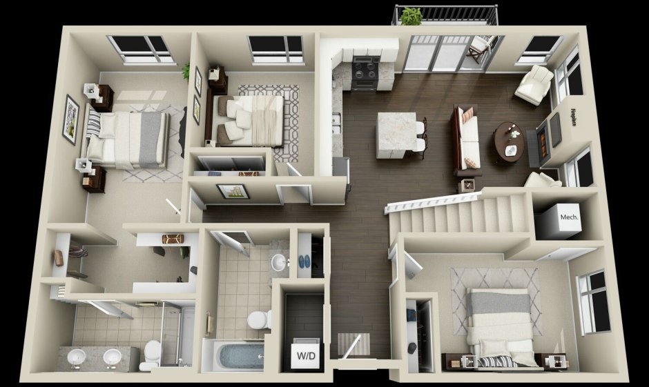3 Bedroom Cottages Plan