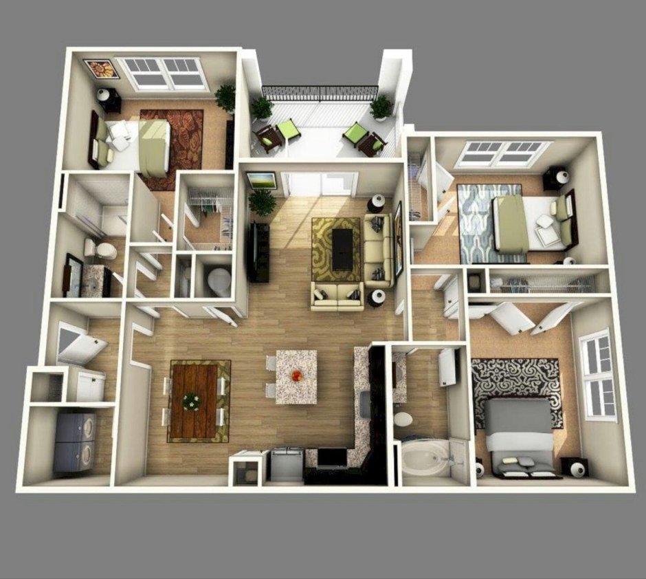 Layout of a two -story building 3D
