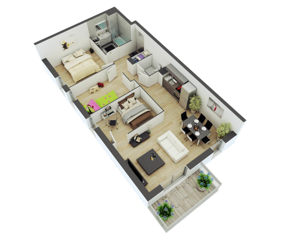 3D layout of large apartments