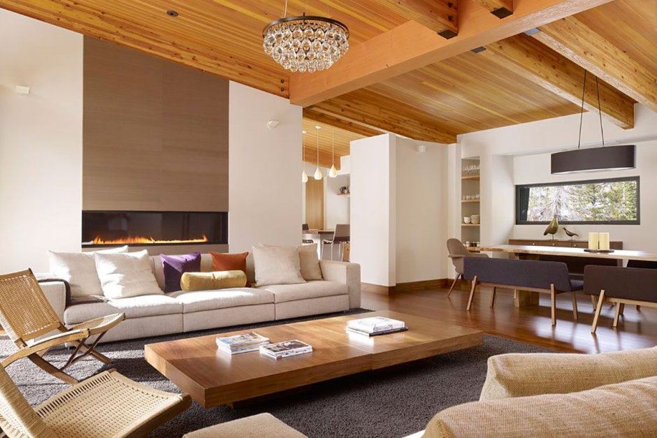 Modern interior with wood elements