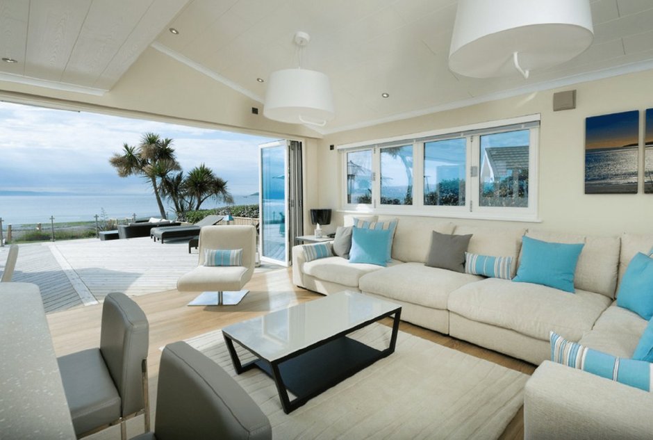 Living room with a view of the ocean
