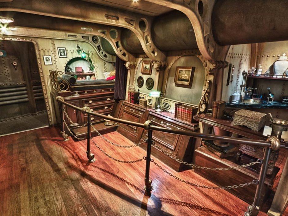The interior of the submarine Nautilus Captain Nemo