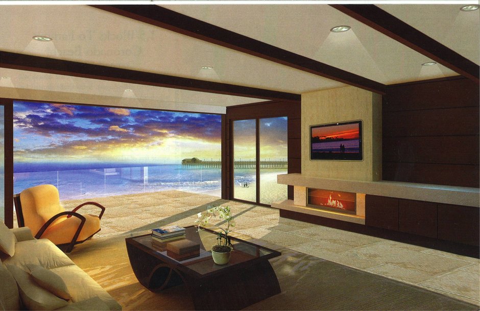 House with fireplace on the seashore