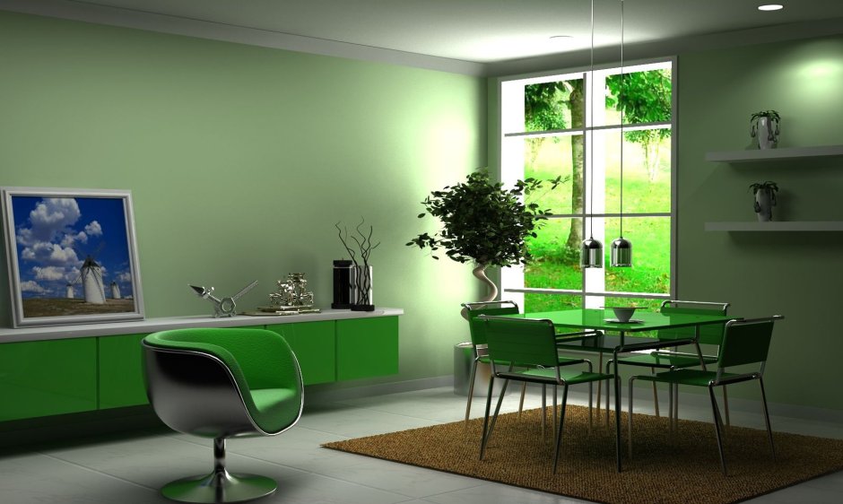 Green color in the interior