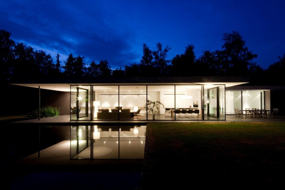 One -story glass house
