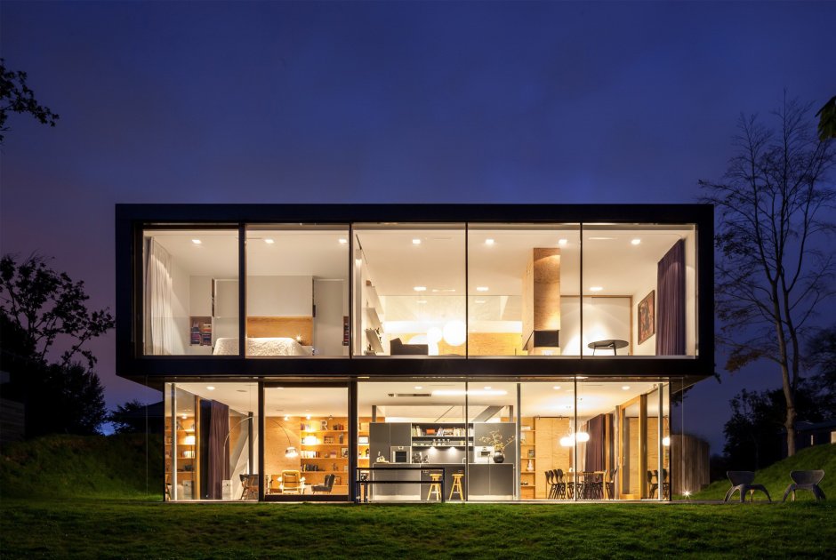 A house with a glass wall