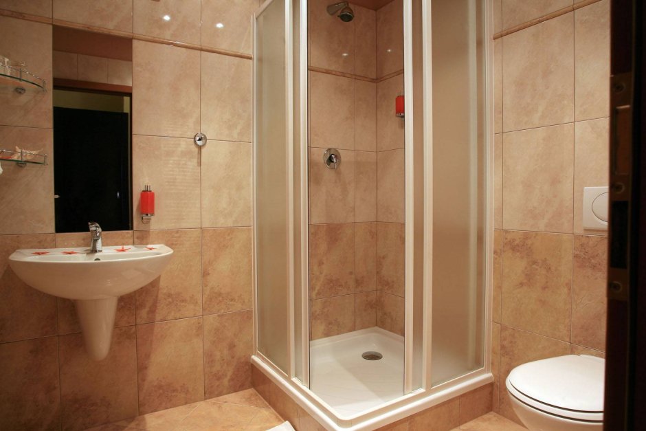 Bathroom with shower from tiles in a private house