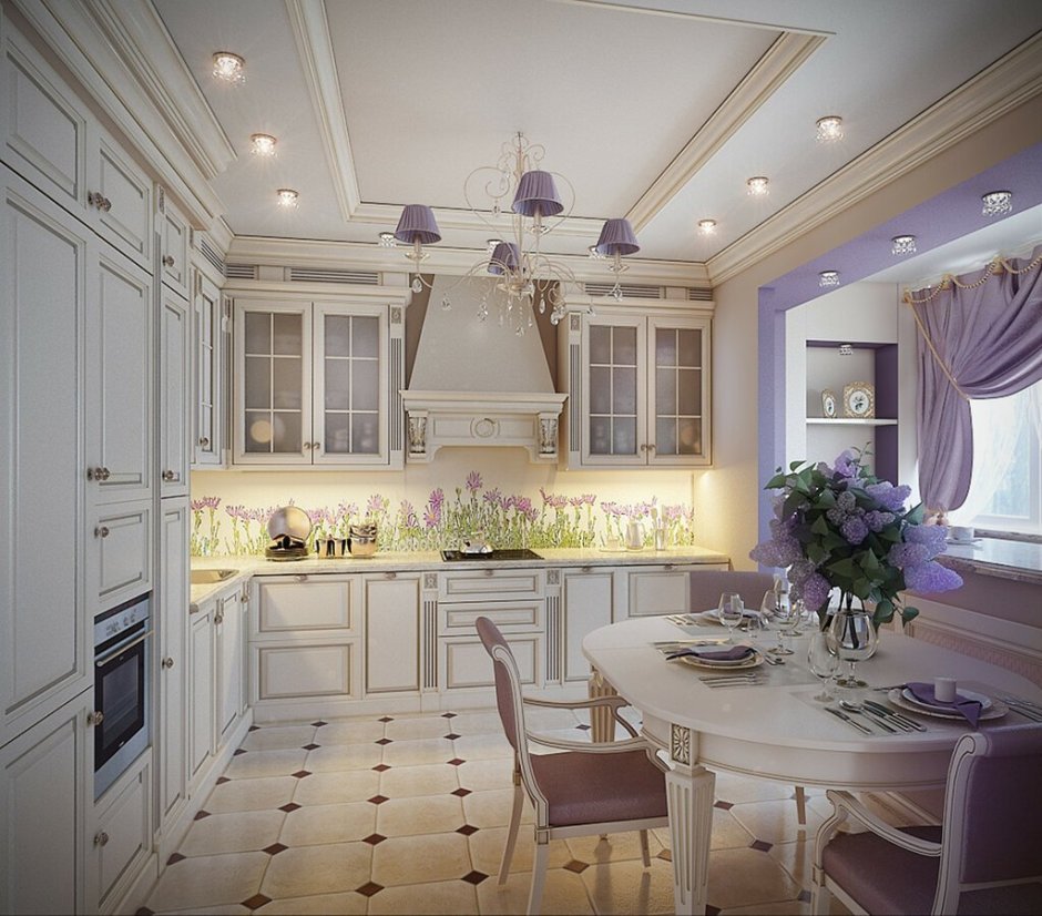 Lavender -colored kitchen in the style of Provence