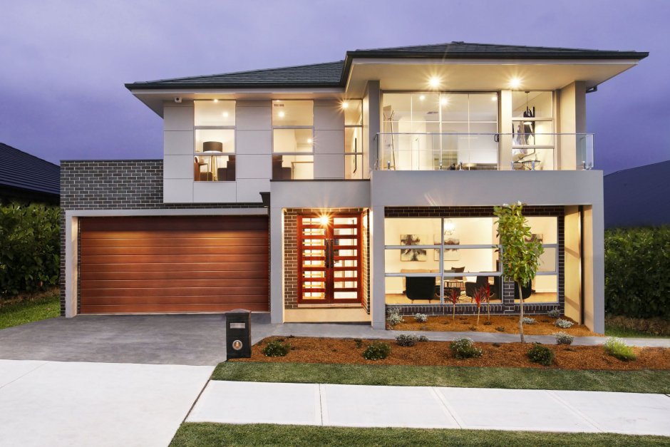 Two -storey house in the style of modern garage